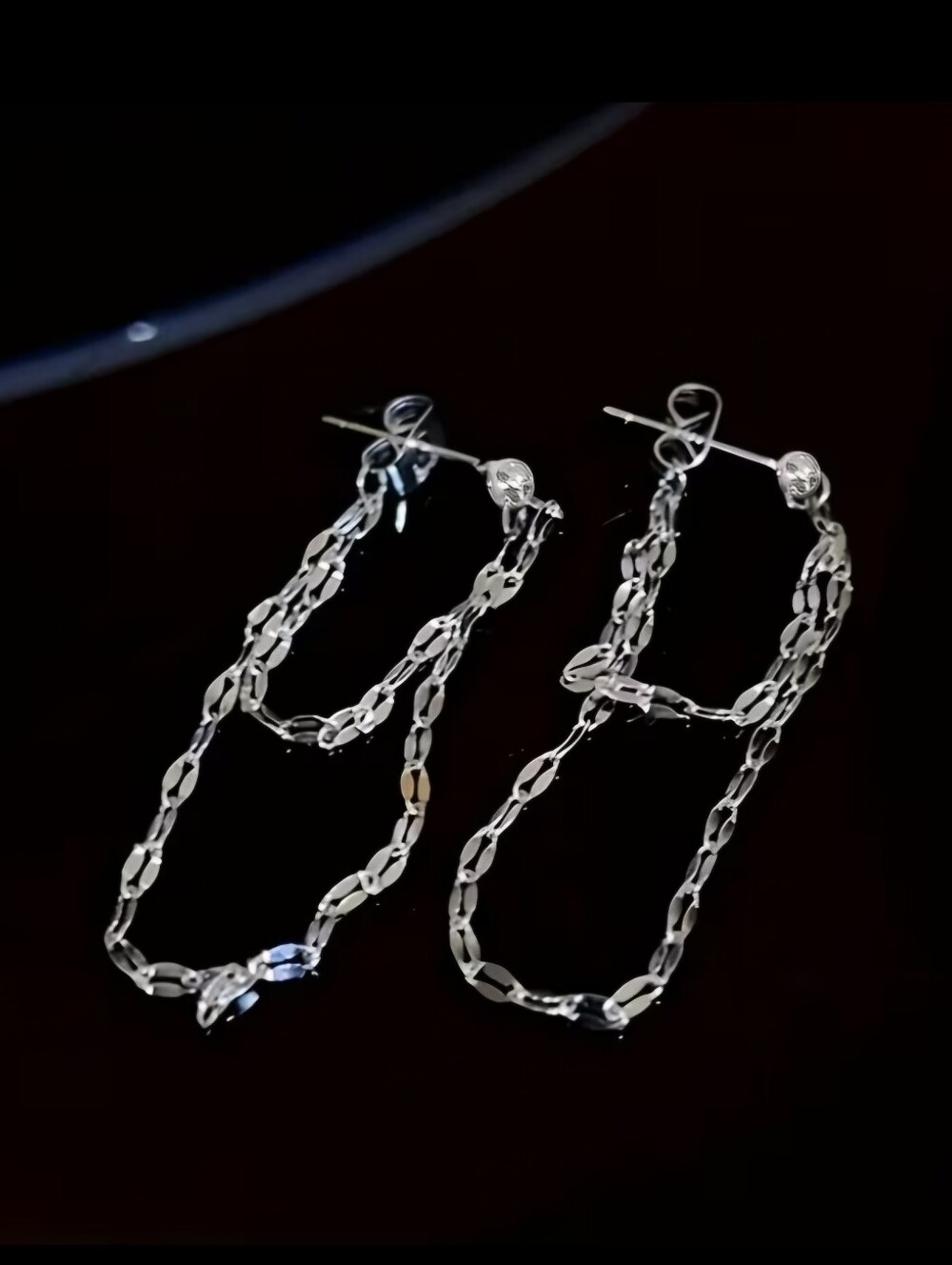 Sterling Silver Double-Loop Chain Drop Earrings - NIP
